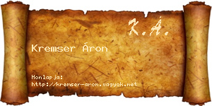 Kremser Áron névjegykártya
